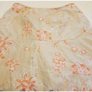 Worthington Skirt Size 4 Tan Cream Orange Tiered Floral Flare Ruffle